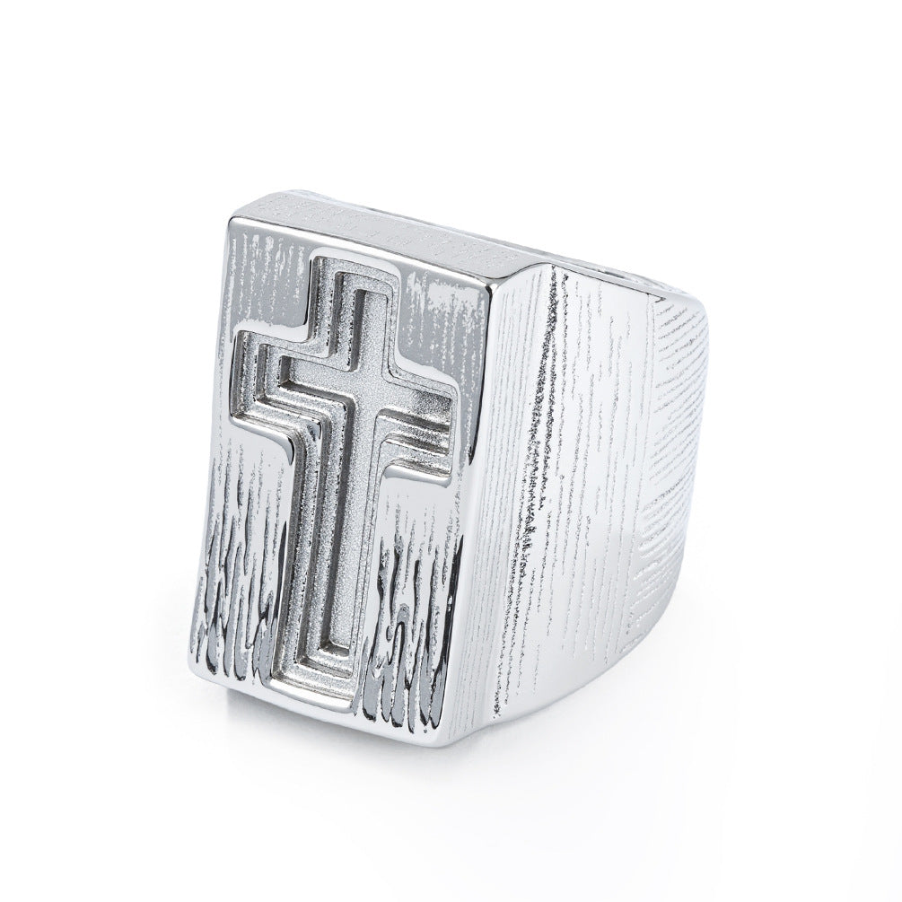 Vintage Cross Stainless Steel Ring