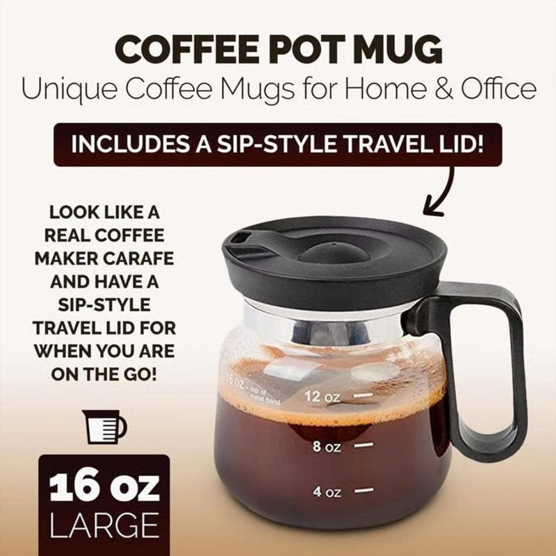 16 oz Coffee Pot Mug with Lid