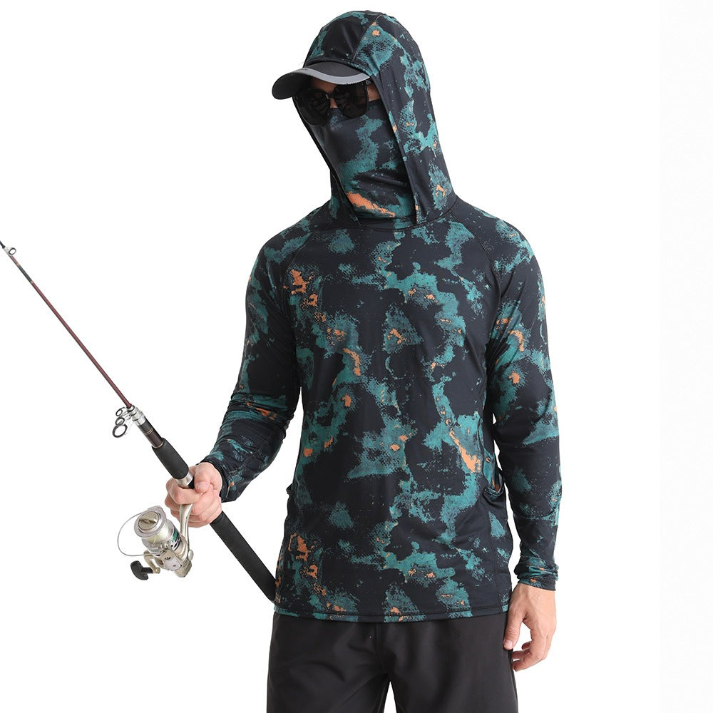 UPF Sun Protection Fishing Hoodie with Face Mask