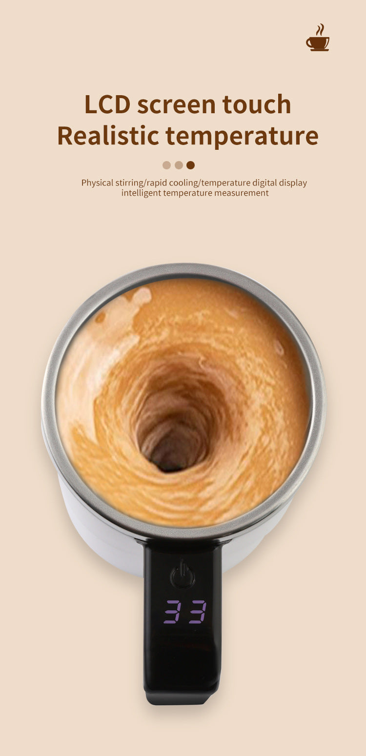 Automatic Self-Stirring Coffee Mug with Temperature Display