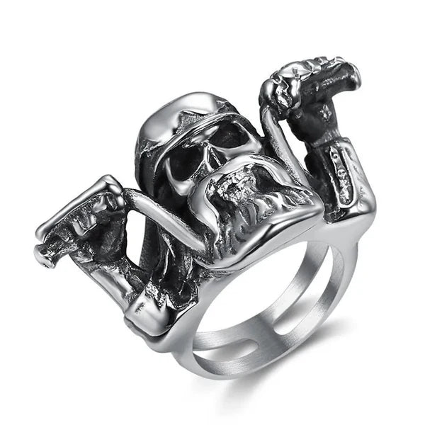 Motorcycle Style Skull  Ring