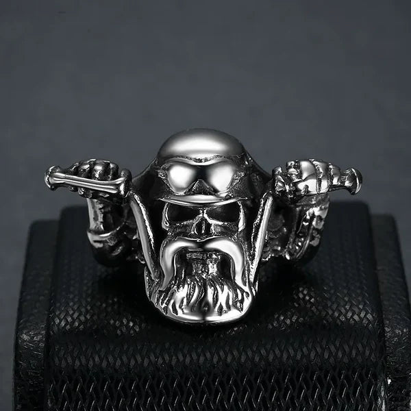 Motorcycle Style Skull  Ring