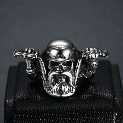 Motorcycle Style Skull  Ring