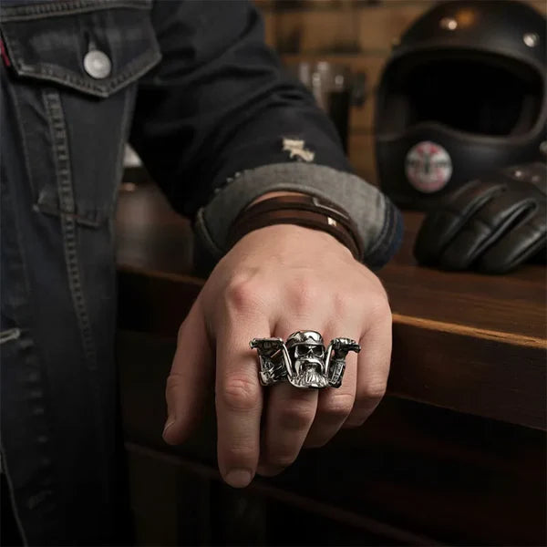 Motorcycle Style Skull  Ring