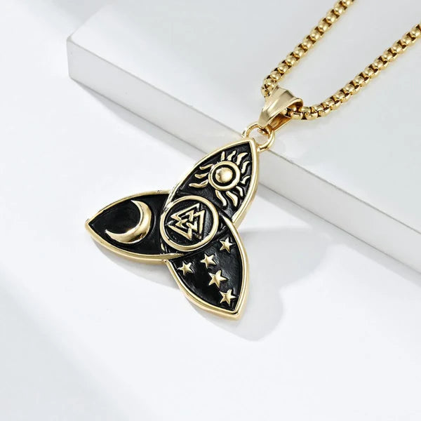 Celtic Knot Sun Moon Star Valknut Stainless Steel Pendant