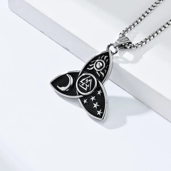Celtic Knot Sun Moon Star Valknut Stainless Steel Pendant