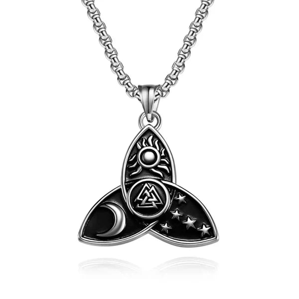 Celtic Knot Sun Moon Star Valknut  Pendant