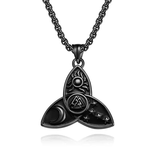 Celtic Knot Sun Moon Star Valknut Stainless Steel Pendant