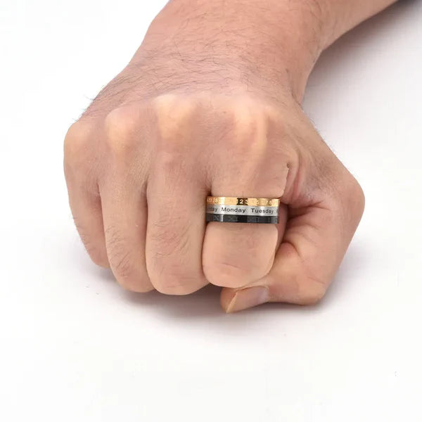 Three-Color Calendar with Roman Numerals Spinner Ring