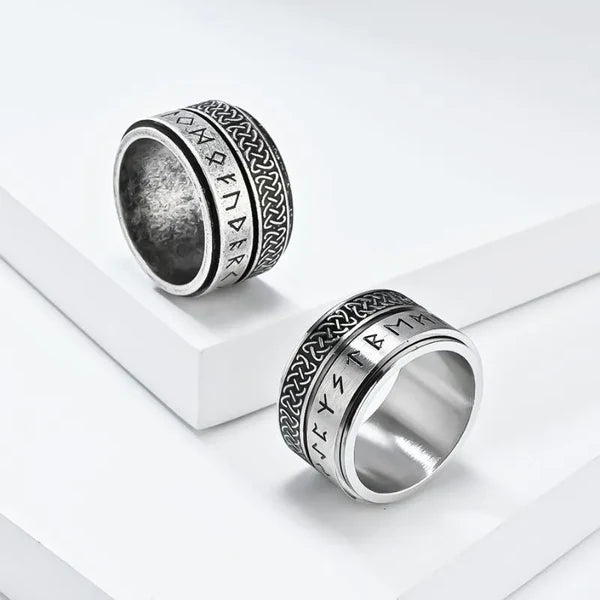 Viking Celtic Knot Rune Spinner Ring