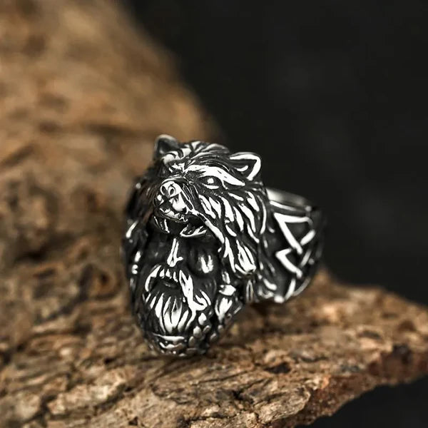 Vintage Odin Wolf Stainless Steel Ring