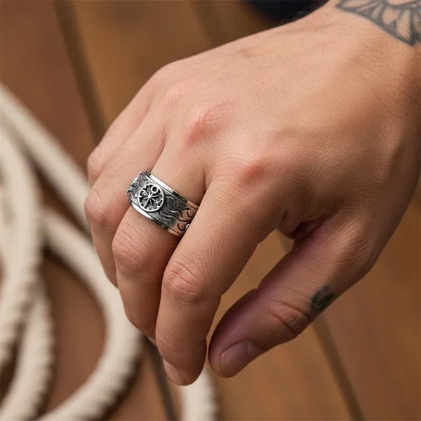 Vintage Pirate Anchor Compass Spinner Ring