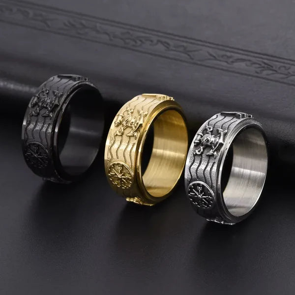 Vintage Pirate Anchor Compass Spinner Ring