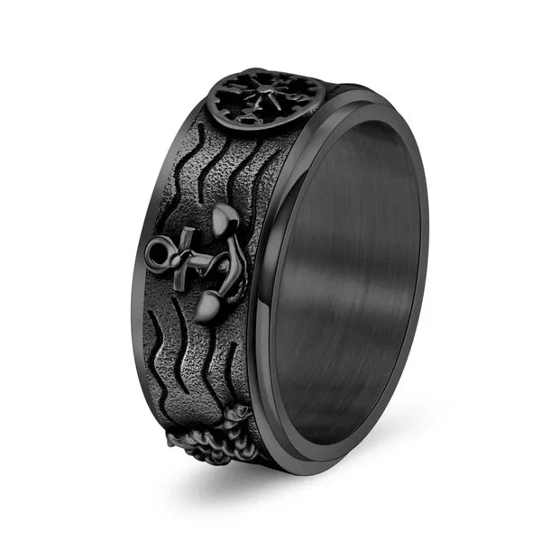 Vintage Pirate Anchor Compass Spinner Ring