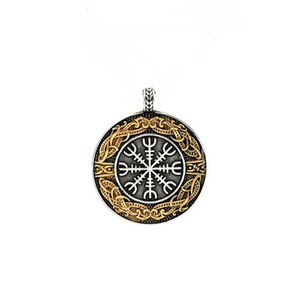 Viking Round Compass Pendant Necklace