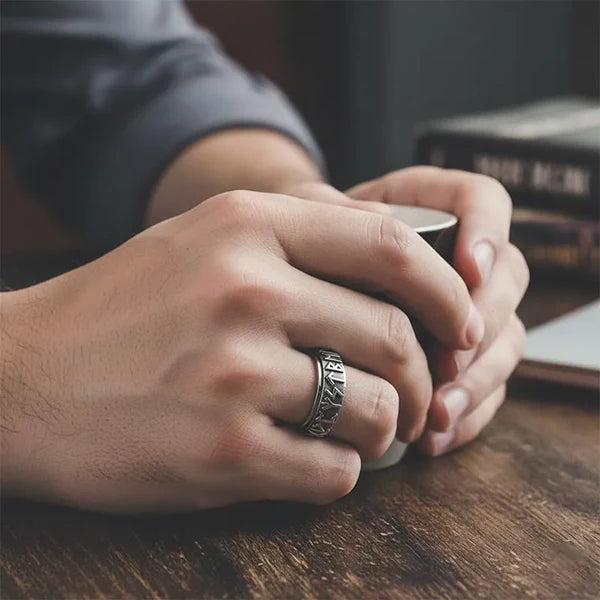 Vintage Viking Rune Stainless Steel Spinner Ring