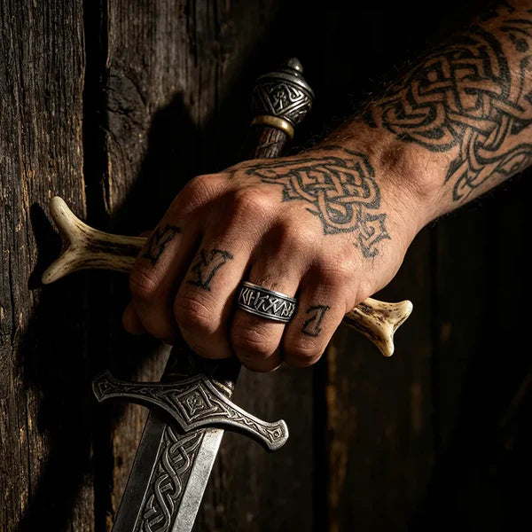 Vintage Viking Rune Stainless Steel Spinner Ring