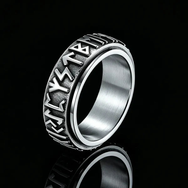 Vintage Viking Rune Stainless Steel Spinner Ring