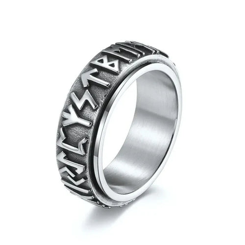 Vintage Viking Rune Stainless Steel Spinner Ring