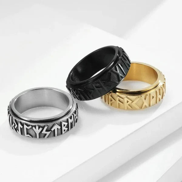 Vintage Viking Rune Stainless Steel Spinner Ring