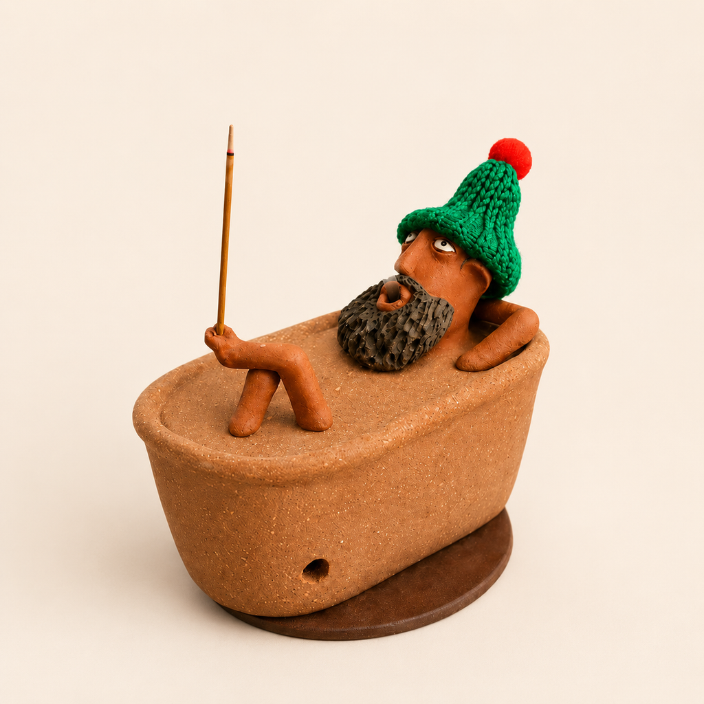 Handmade Bearded Man Incense Holder