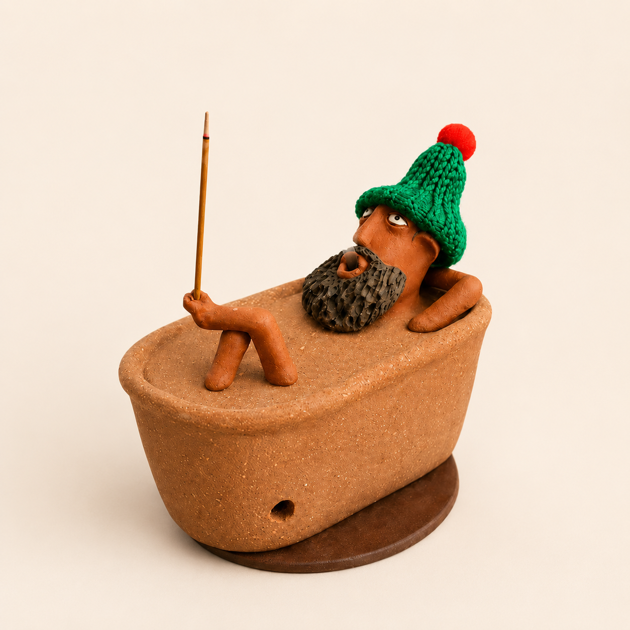 Handmade Bearded Man Incense Holder