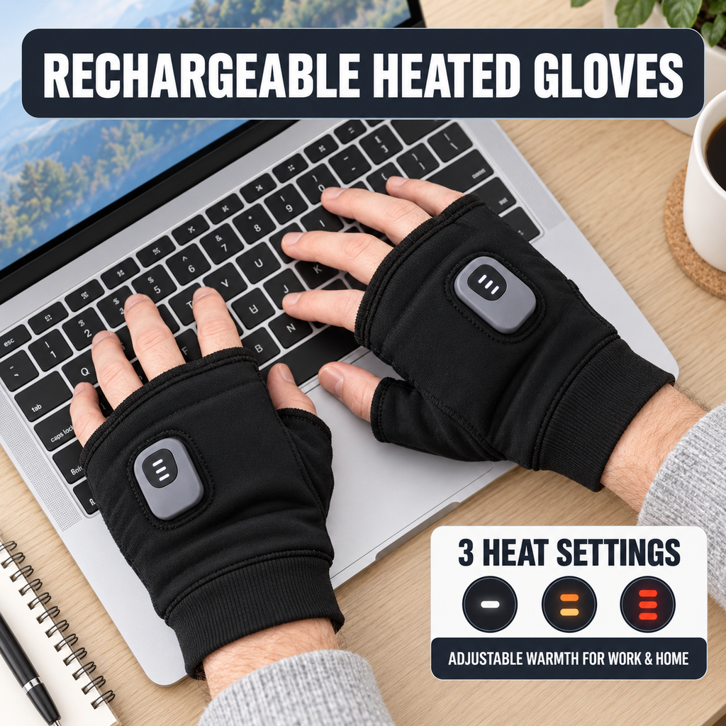 Rechargeable Heated Fingerless Gloves