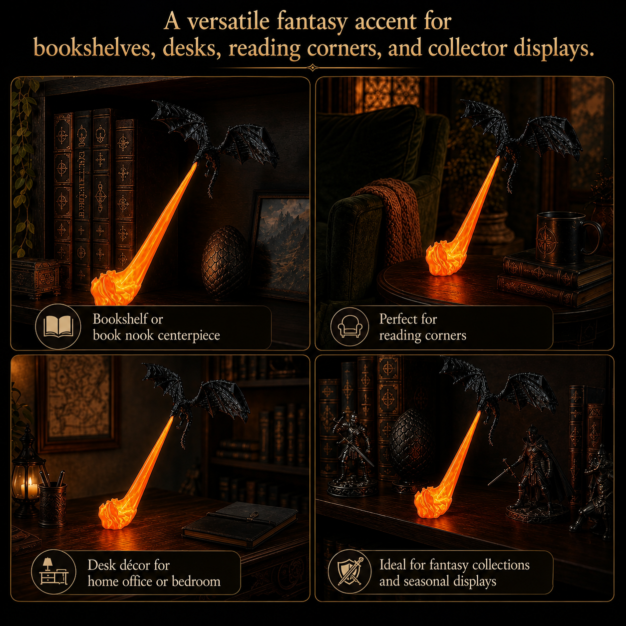 LED Fire-Breathing Dragon Shelf Light