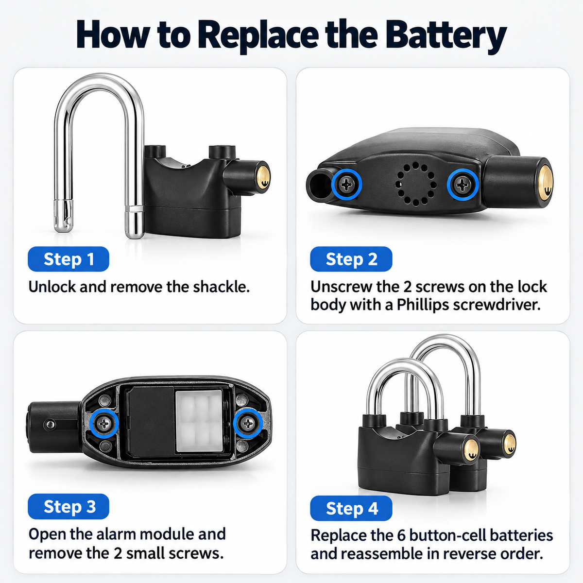 110 dB Vibration Alarm Padlock