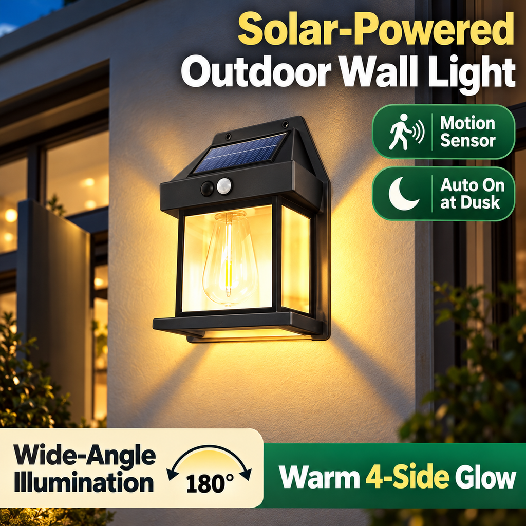 Solar Motion Sensor Outdoor Wall Light