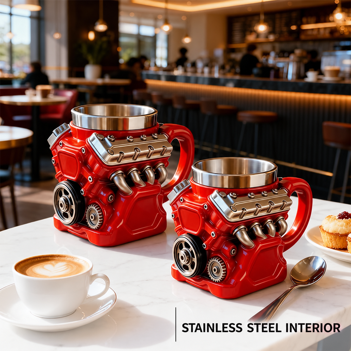 Engine-Shaped Stainless Steel Mug