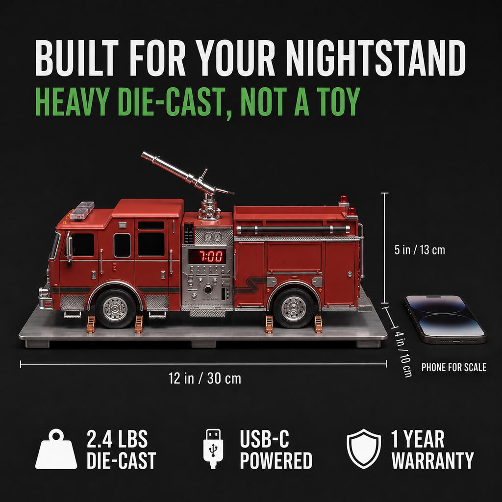 Die-Cast Fire Truck Alarm Clock