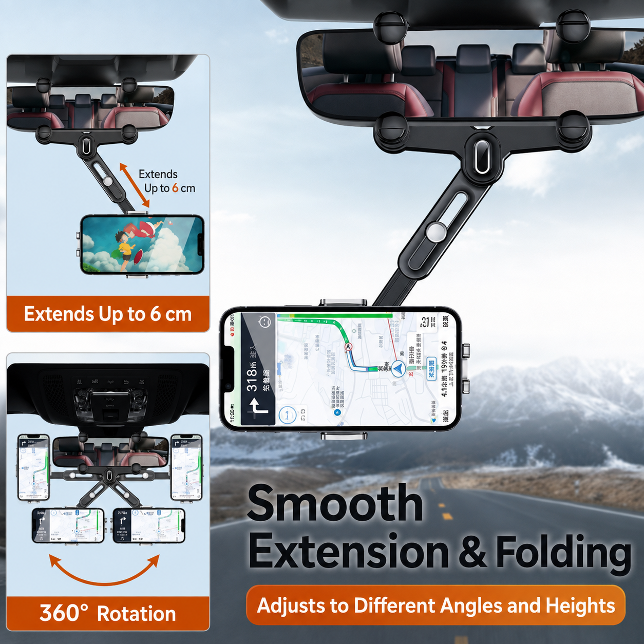 Auto-Lock Rearview Mirror Phone Mount