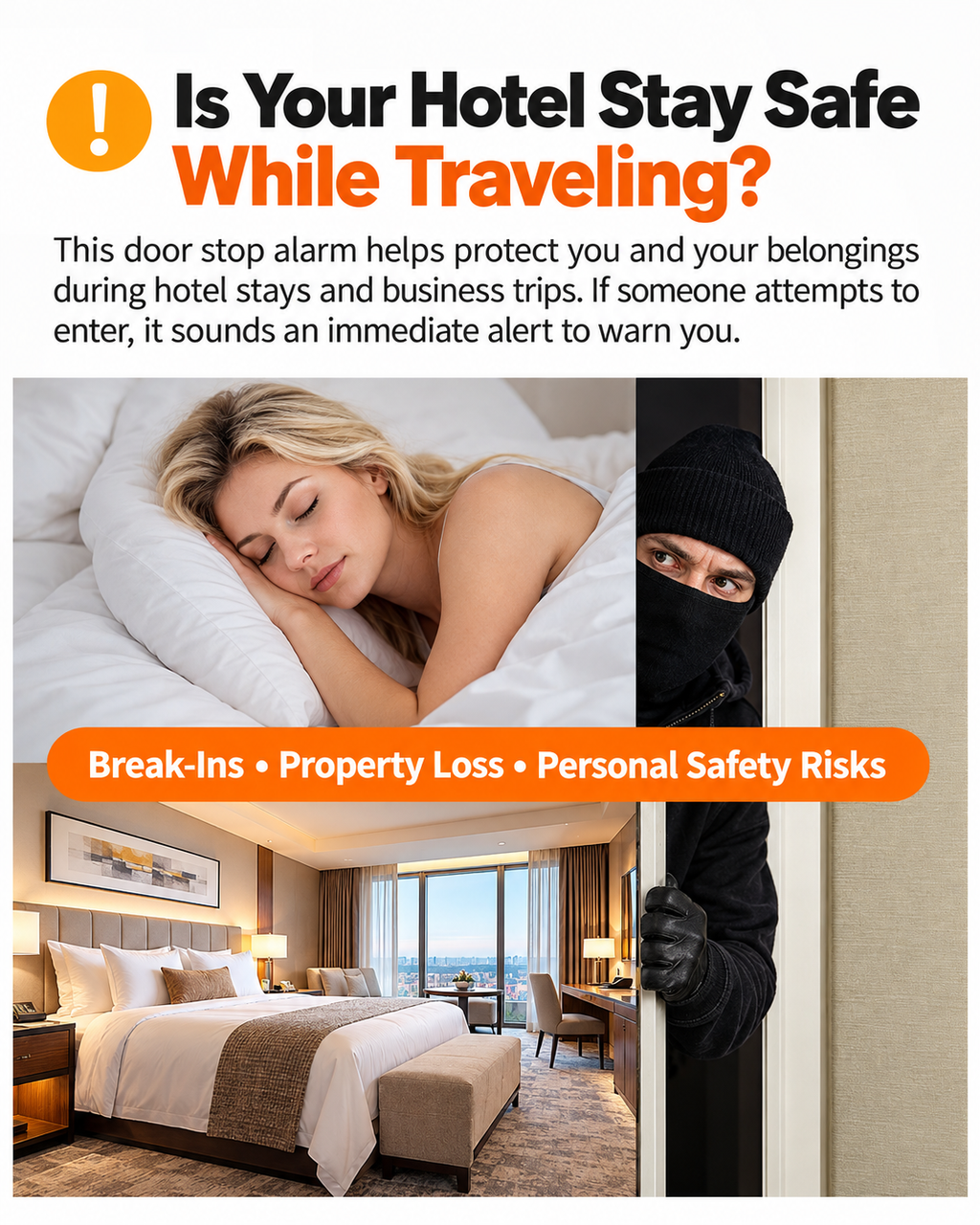 120 dB Adjustable Sensitivity Door Stop Alarm