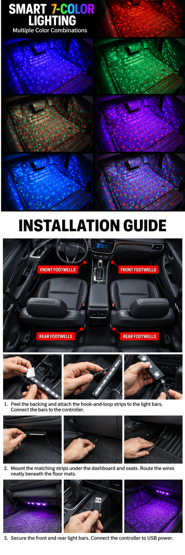 Sound-Active Car Starlight Kit