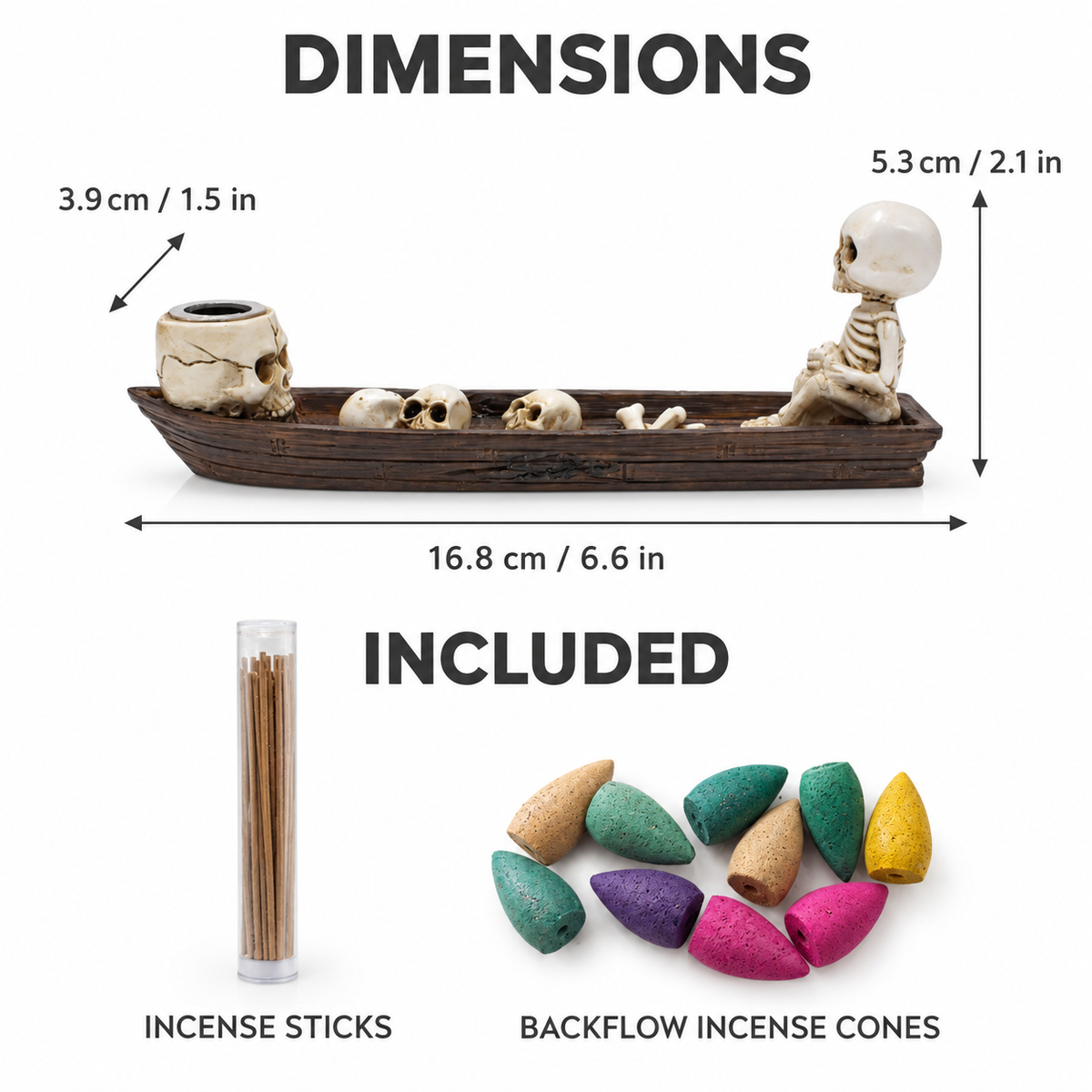 Skeleton Boat Backflow Incense Burner