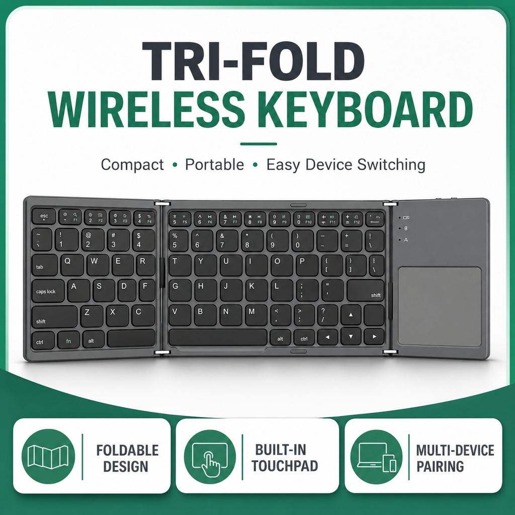 Tri-Fold Wireless Keyboard with Touchpad