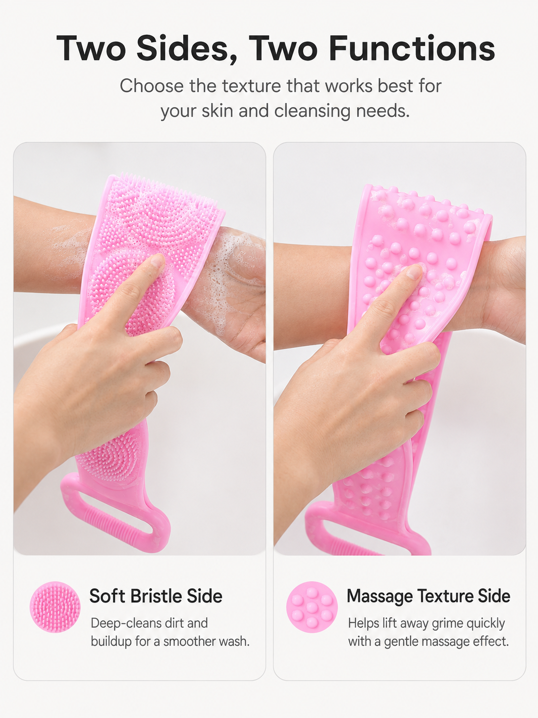 Dual-Sided Back Scrubber Strap