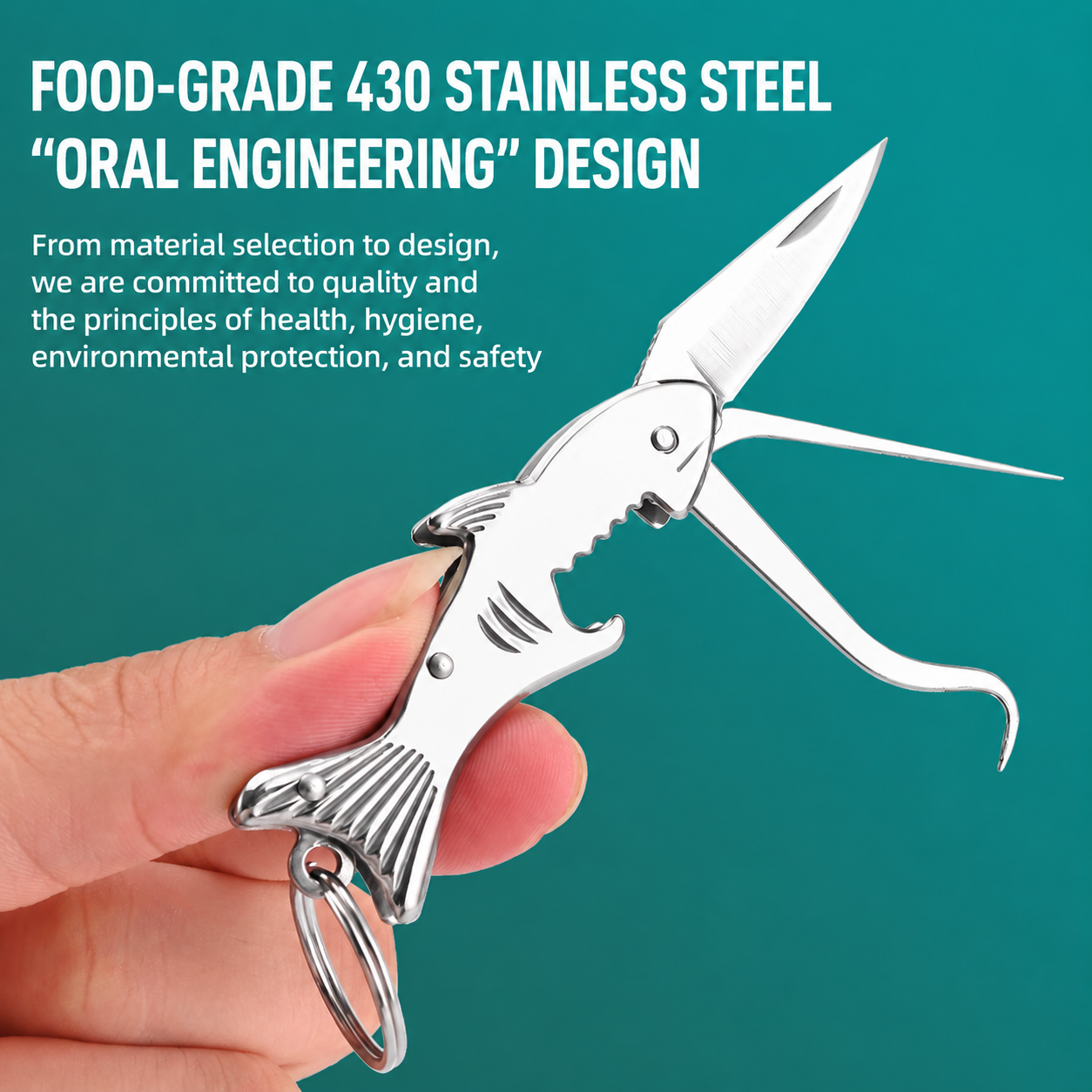 Food-Residue-Resistant Hook / Bottle Opener Keychain