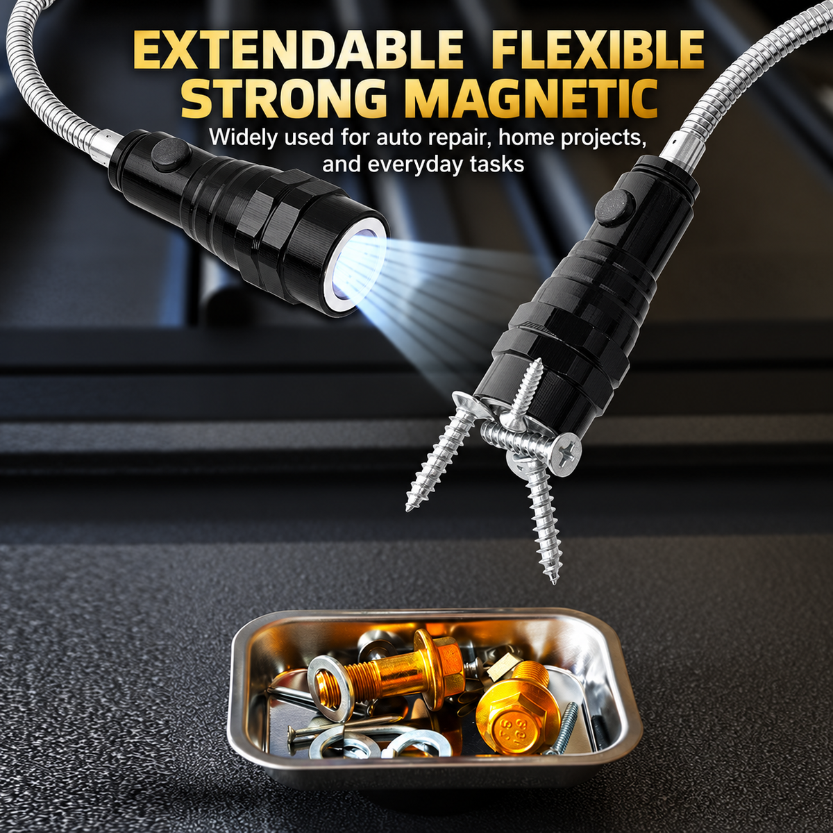 Flexible Magnetic Pickup Tool with LED Light