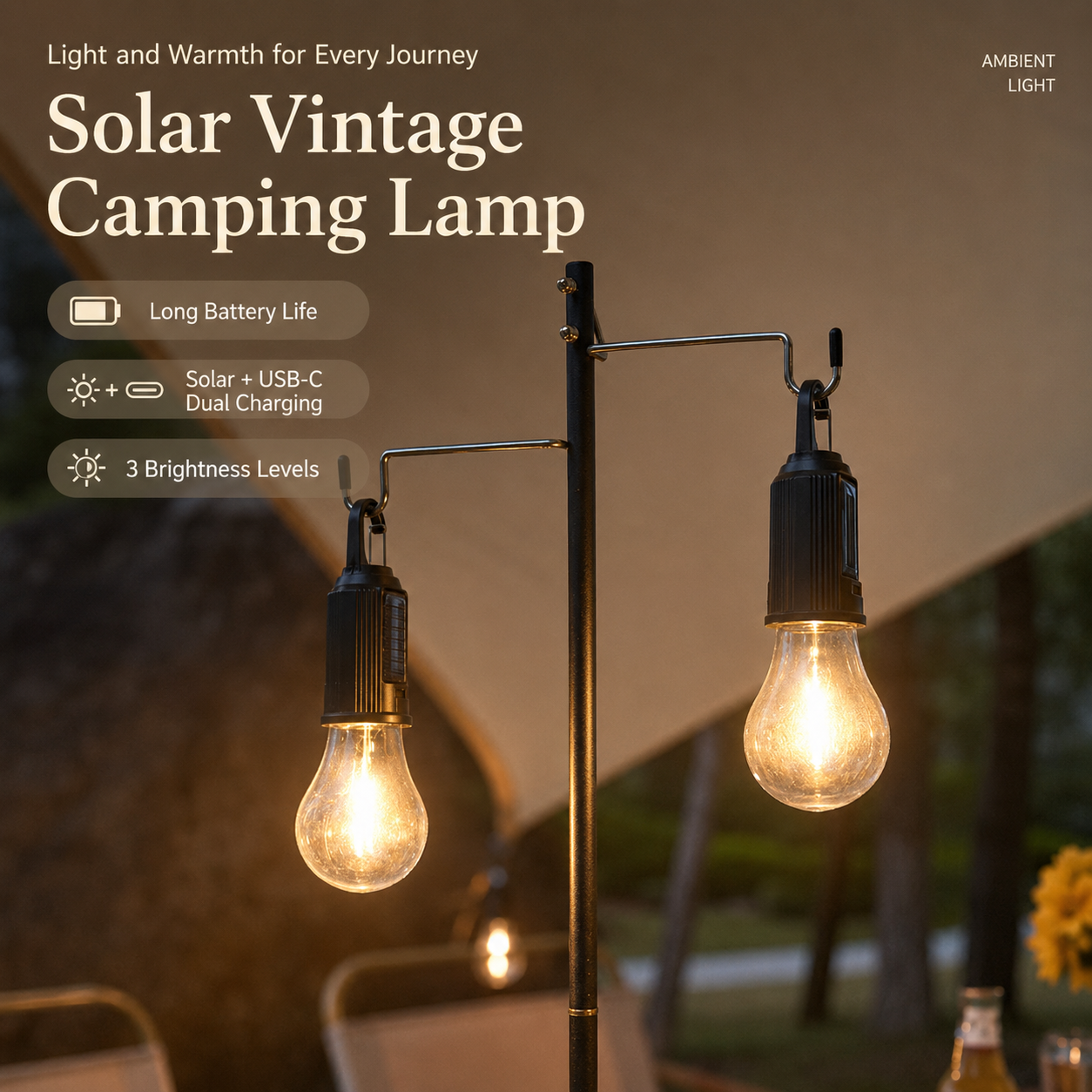Solar Vintage Camping Light Bulb