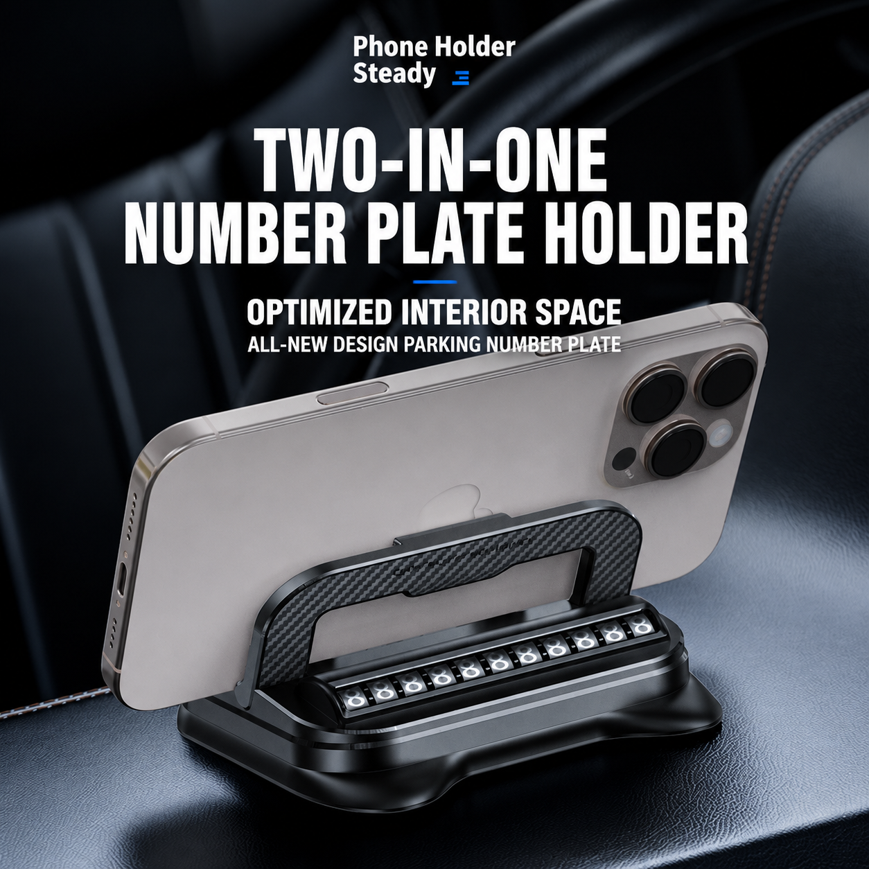 720° Foldable Car Phone Holder (with Temporary Parking Number Plate)