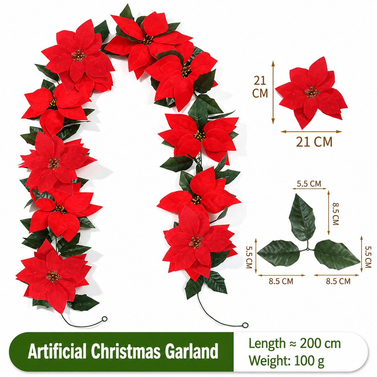 Christmas Poinsettia Garland Decoration