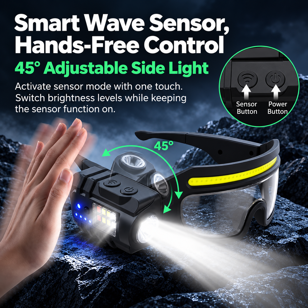 LED Sensor Cycling Safety Glasses