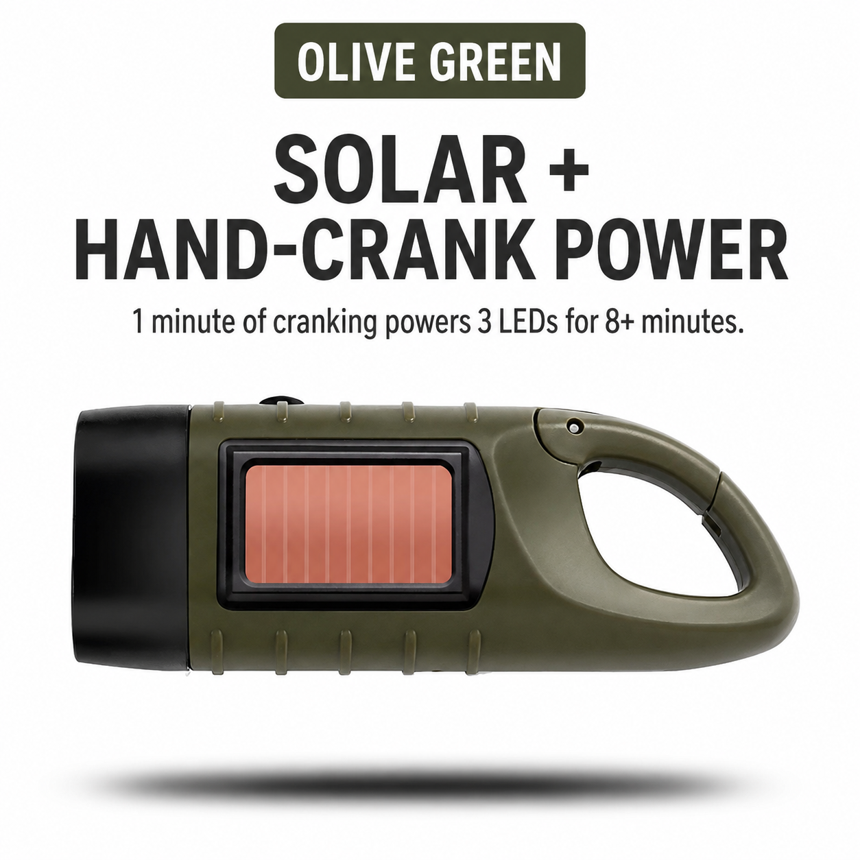 Emergency Solar Hand-Crank Flashlight with Power Bank
