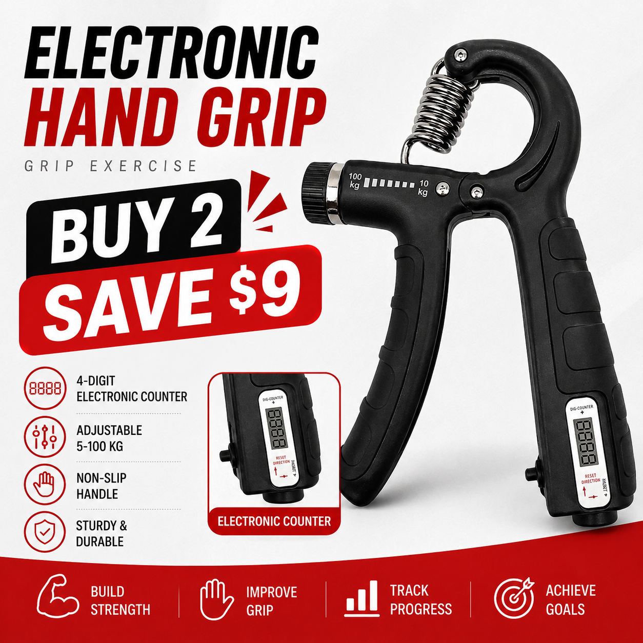 High-end Electronic Counting Hand Gripper for Men