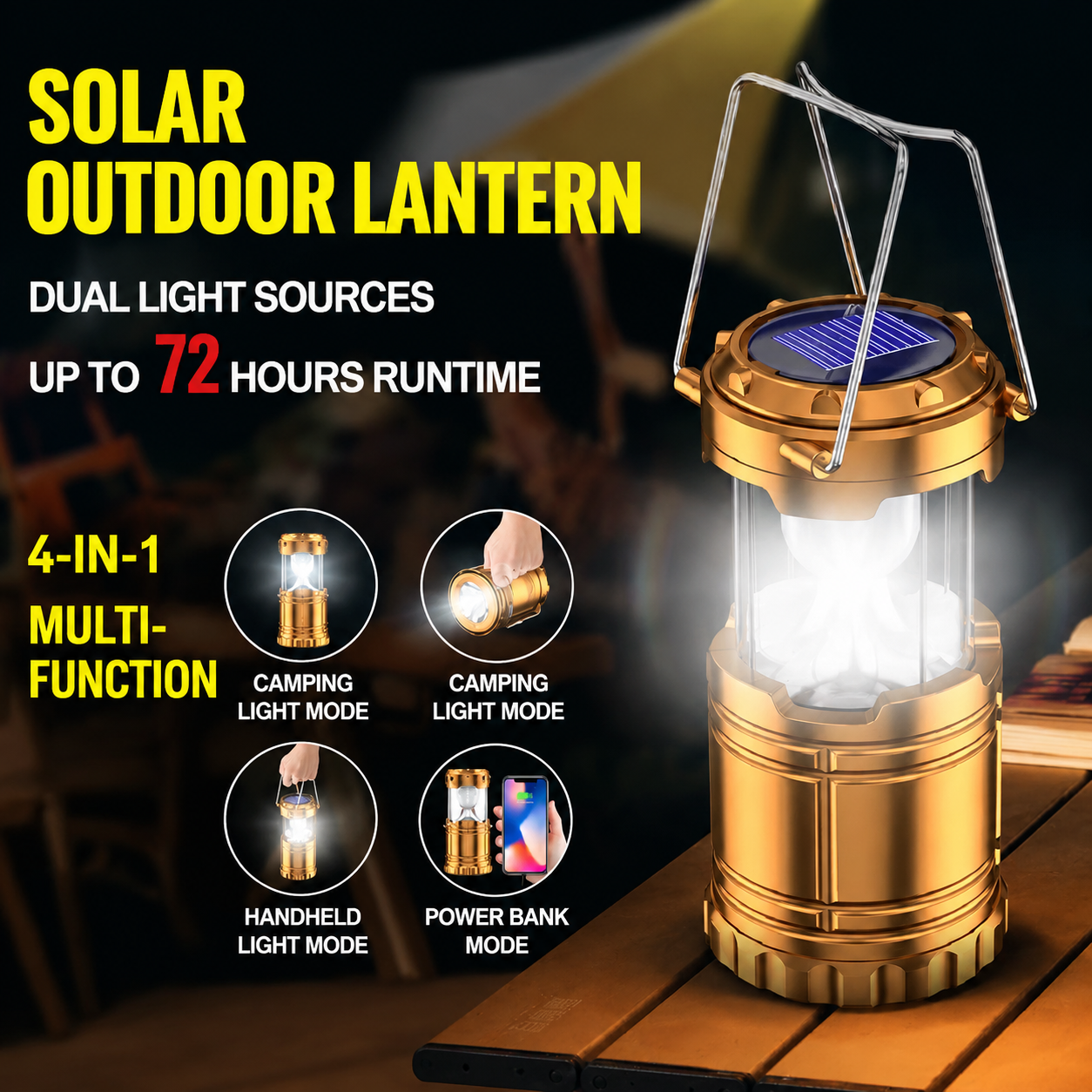 4-in-1 Solar Camping Lantern