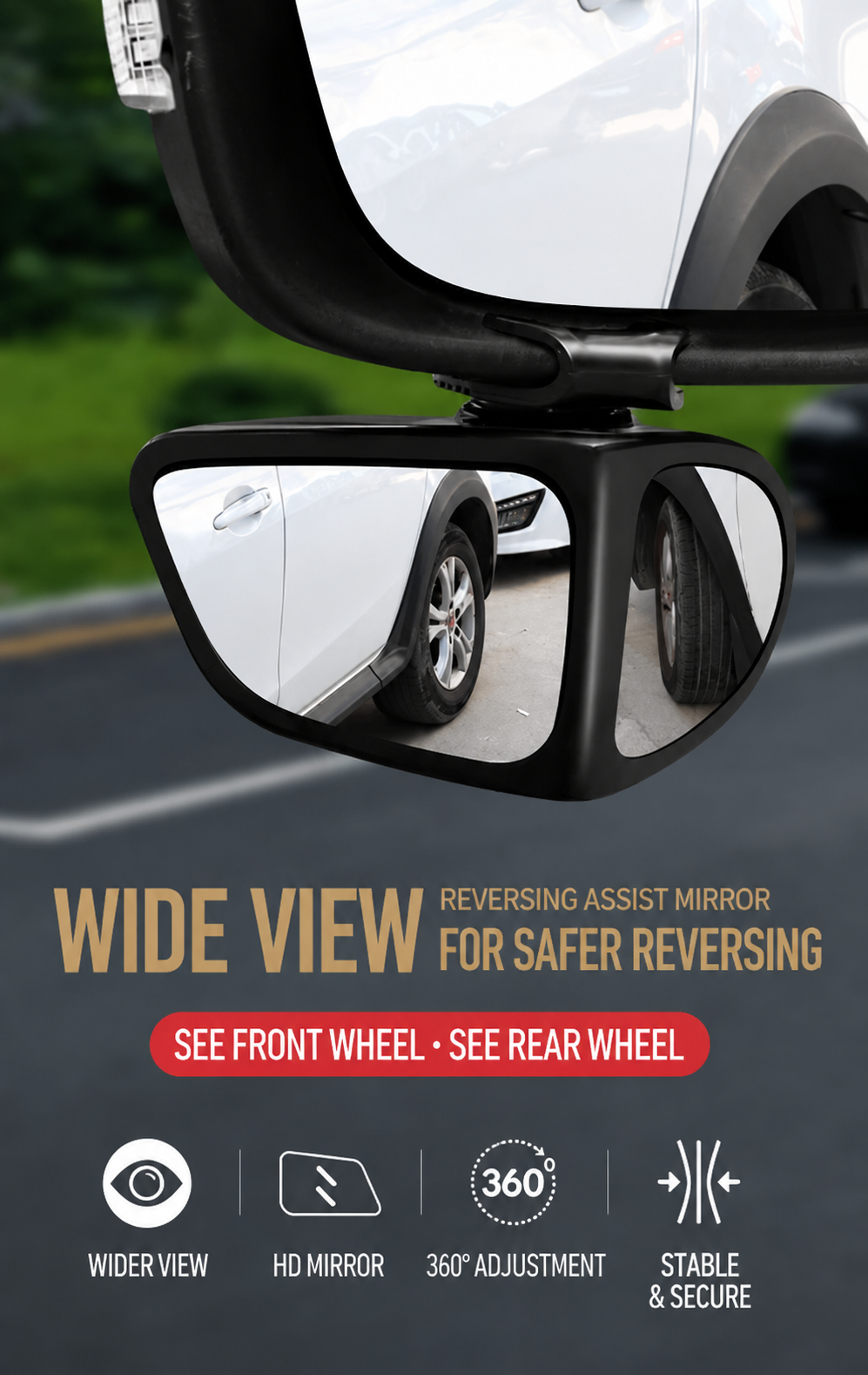 360° Blind Spot Assist Mirror For Safer Driving