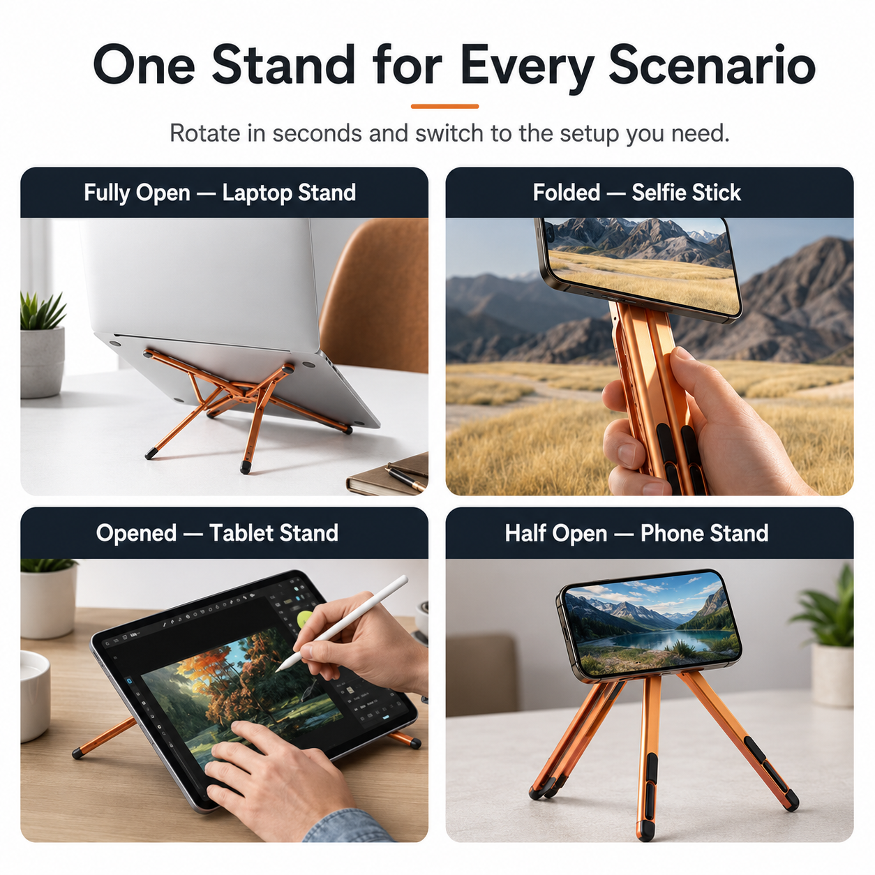 Foldable Magnetic Multi-Device Stand