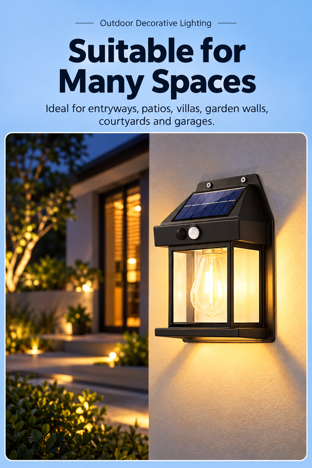Solar Motion Sensor Outdoor Wall Light